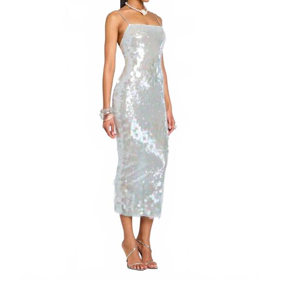 NEW RETROFETE alana sequin dress in ice blue - Picture 2 of 5